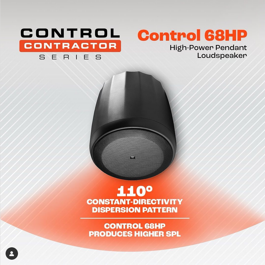 Bring powerful, impactful sound to your next installed audio project with JBL Control 68HP High Powered Pendant Speakers